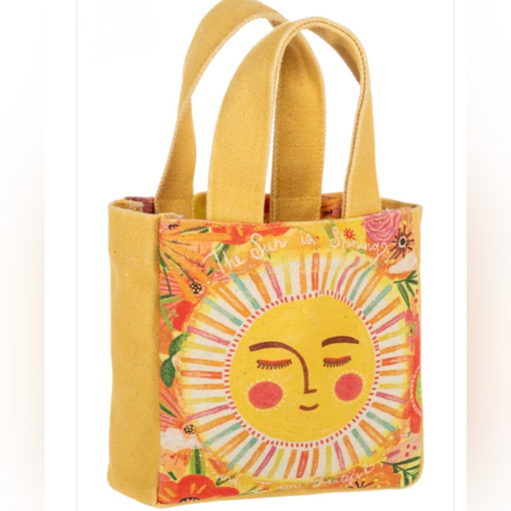 Ganz Mini Canvas Whimsical Tote Bag The Sun Is Shinning Yellow New With Tag
